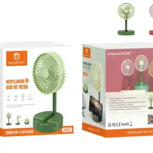 Ventilador de mesa USB, color verde, portátil, compacto, ideal para escritório e viagem, design moderno, uso eficiente de energia, produto inovador da H'Maston.
