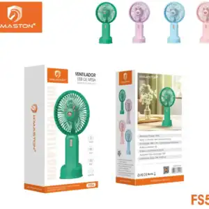 Ventilador portátil de mesa H'Maston com design moderno e compacto, ideal para escritórios e ambientes domésticos, oferece refrigeração eficiente e fácil de usar com alimentação USB.