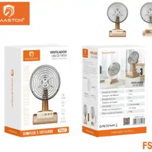 Ventilador de mesa USB com design moderno e portátil, ideal para escritório ou casa, com controle de velocidade ajustável e baixo consumo de energia.