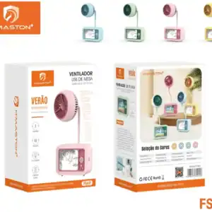 Fan portátil com ventilador USB com diferentes cores, design compacto e elegante, ideal para uso no escritório ou ao ar livre, com portabilidade e estilo para o verão.