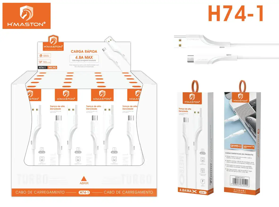 HMaston H74-1 Cabo USB para Carregamento Rápido