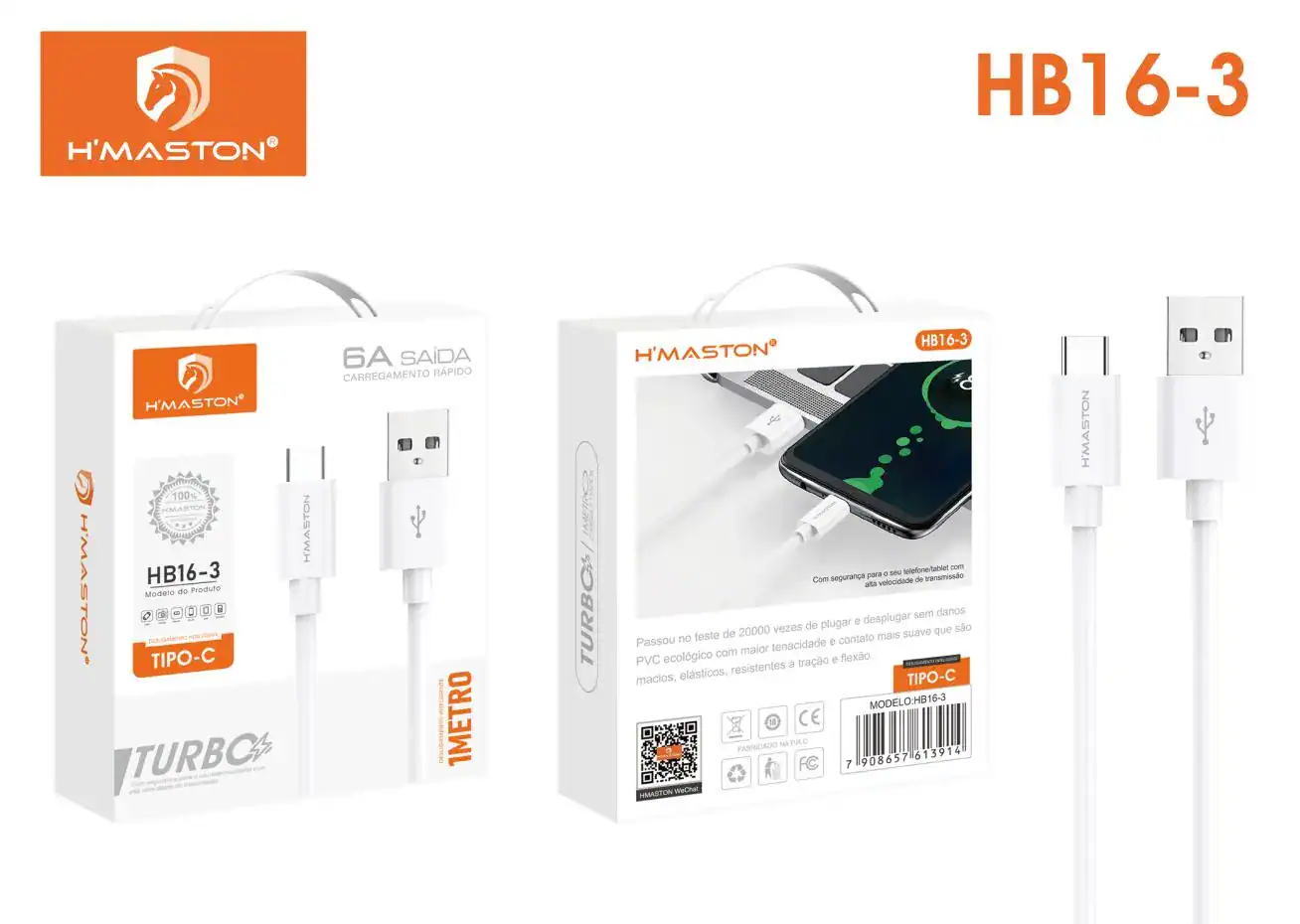 HMaston HB16-3 Cabo de Carregamento Rápido USB-C