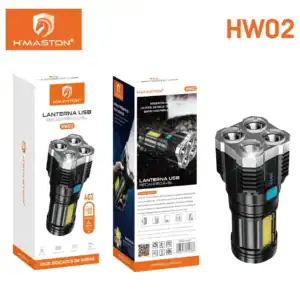HMaston HW02 | Lanterna de Cabeça LED Recarregável com 9 LEDs e Ajuste de 90°
