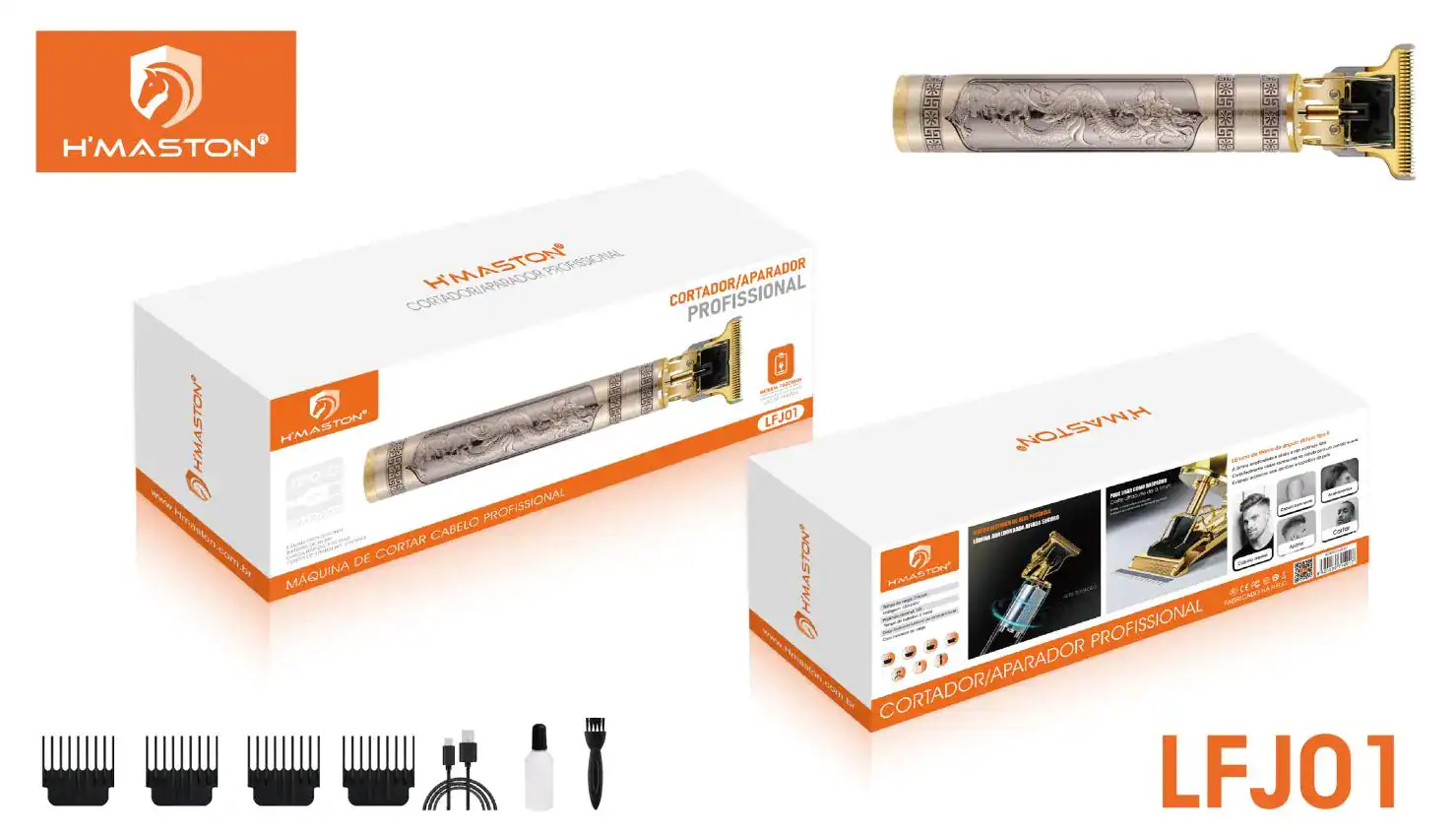 HMaston LFJ01 | Máquina de Cortar Cabelo com Bateria de Longa Duração e Lâminas de Aço Inoxidável