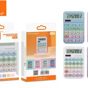 HMaston PC07 | Calculadora Mecânica com Display LCD de 12 Dígitos e Design Colorido