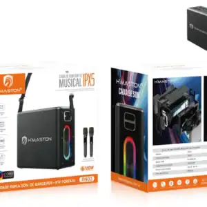 HMaston RN03 Caixa de Som Bluetooth 120W com Karaokê, Microfones Sem Fio e Luzes LED
