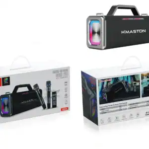 HMaston RN04 Caixa de Som Bluetooth 180W com Luzes RGB e Microfones Sem Fio