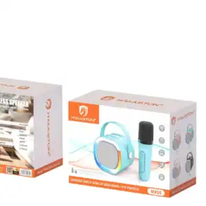 H’Maston MX05 Caixa de Som Bluetooth Portátil com Microfone e Luzes LED