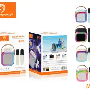 H’Maston MX08 Caixa de Som Bluetooth Portátil com Microfone e Luzes LED