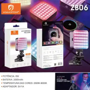 H’Maston ZB06 Luz de LED Portátil | Brilho e Temperatura Ajustáveis, Iluminação Profissional