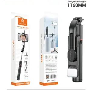 H’MASTON ZP13 Bastão de Selfie com Tripé, Bluetooth e Rotação 360°