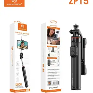 H’MASTON ZP15 Bastão de Selfie com Tripé, Bluetooth e Rotação 360°