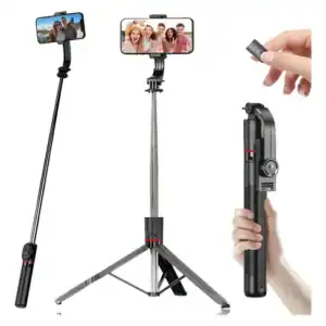 H’MASTON ZP24 Bastão de Selfie com Tripé, Bluetooth e Rotação 360°