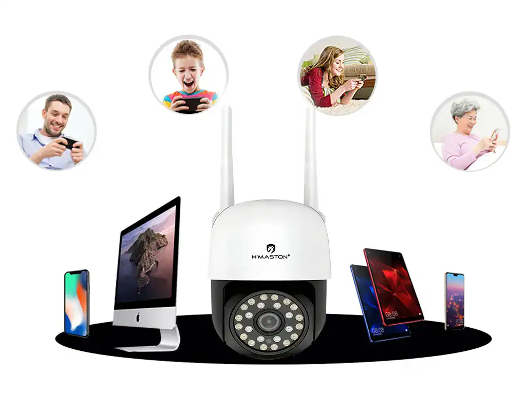 Câmera de segurança Wi-Fi para monitoramento remoto com alta resolução e controle por app.