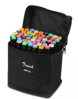 Marcadores artísticos HMaston com 48 cores vibrantes, ideais para desenhos, ilustrações e projetos criativos. Leves, de alta qualidade, perfeitos para artistas profissionais e amadores.
