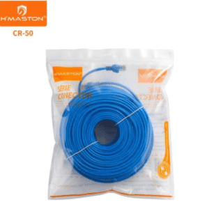 Cabo de rede RJ45 de 50 metros da H'Maston, ideal para conexões de alta performance em redes de computadores. Conector de alta qualidade para instalação fácil e confiável.