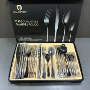 Conjunto de talheres doméstico HMaston DJ06, com design elegante e acabamento polido, ideal para uso diário ou ocasiões especiais.