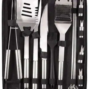 Ferramentas de churrasco HMaston DJ16, kit portátil com facas, espátula, garfos e acessórios para churrasco de alta qualidade.