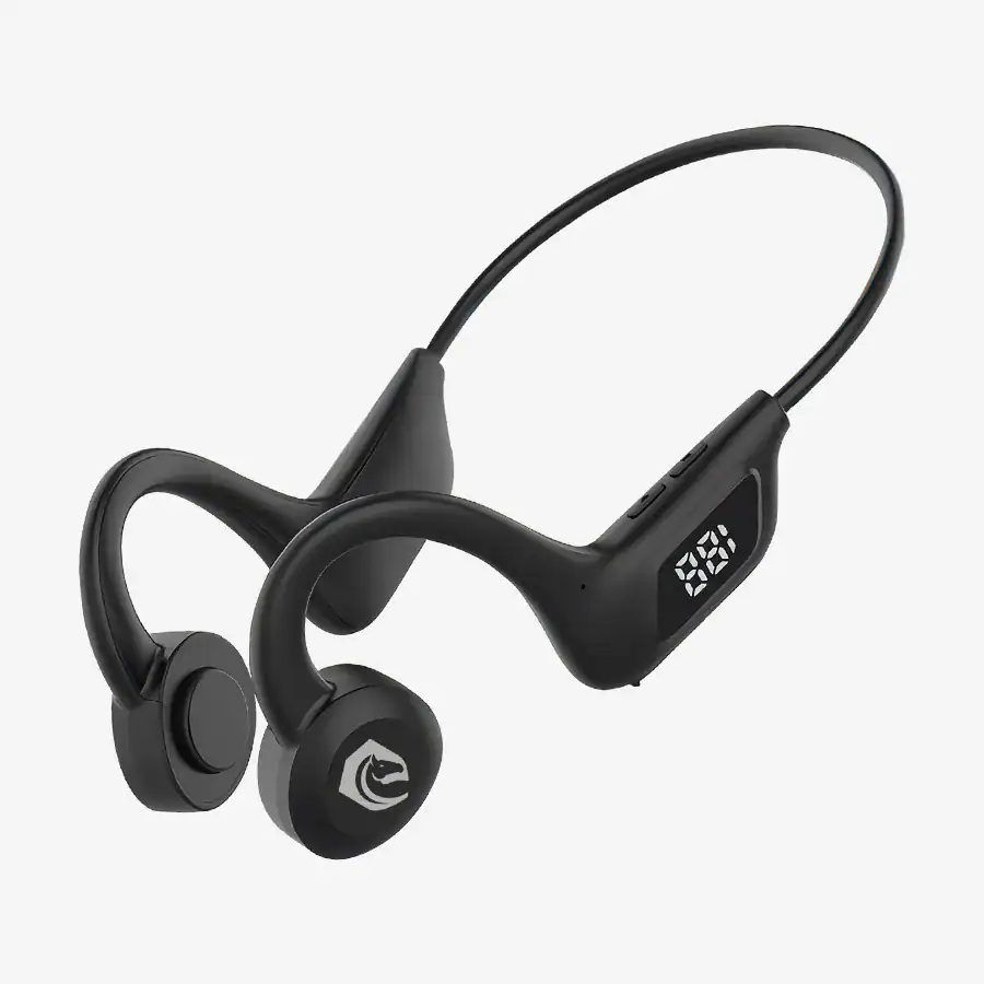 Fone de ouvido esportivo Bluetooth com LED digital, design ergonômico, resistência à água e som de alta qualidade para atividades físicas. Perfeito para treinos e uso diário.
