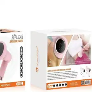 Massageador portátil HMaston FE03 em rosa, com design ergonômico e potente, ideal para aliviar tensões musculares rapidamente em diferentes áreas do corpo.