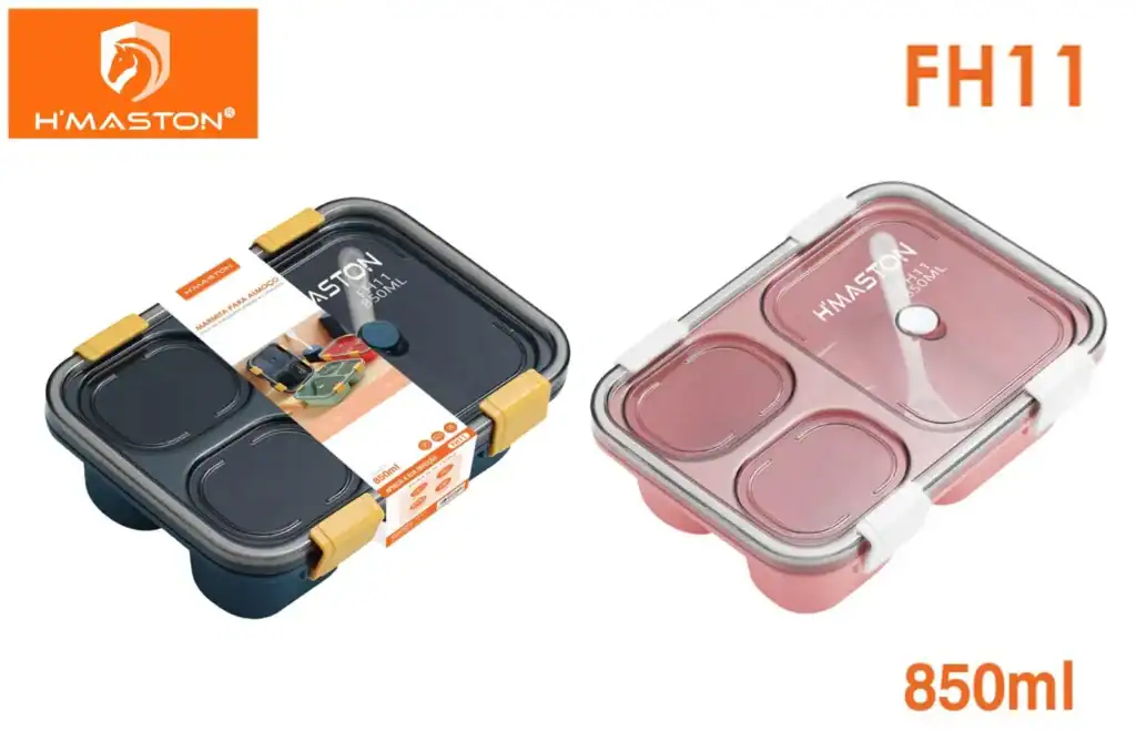 Marmita portátil H'MASTON FH11 com capacidade de 850ml, ideal para levar refeições de forma prática e segura. Design compacto e resistente, perfeita para o dia a dia, trabalho ou lazer.