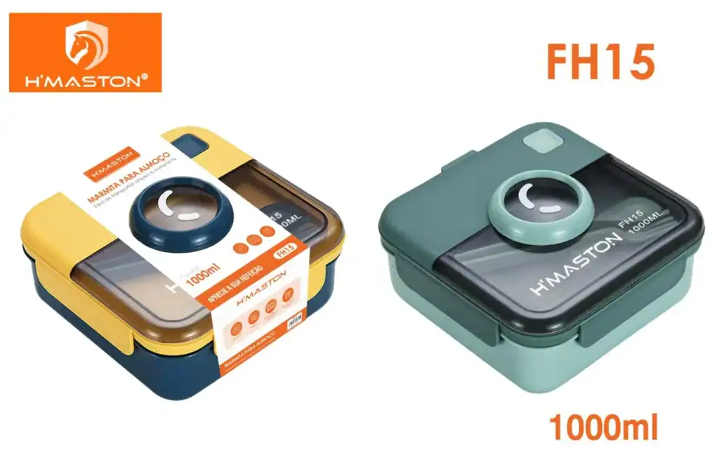 Recipiente térmico H'MASTON FH15 com capacidade de 1000ml, perfeito para transportar refeições quentes ou frias com segurança e praticidade.