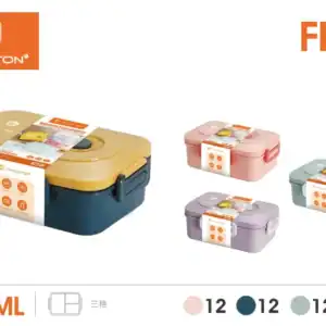 Lancheira H'Maston FH21 com três divisórias grandes, ideal para refeições variadas, mantendo alimentos organizados e frescos. Design moderno e resistente, perfeita para o dia a dia.