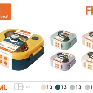 Marmita quadrada com 3 compartimentos internos profundos, ideal para refeições práticas e organizadas. Design compacto e resistente, perfeita para levar alimentos com segurança e estilo.