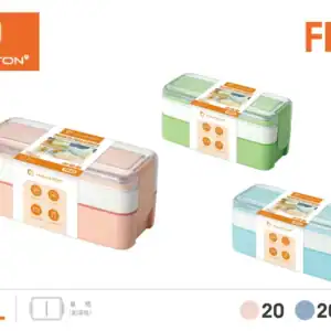 Lancheira H'Maston FH45 Marmita Coreana Duas Camadas, ideal para refeições de 400ml, com design compacto e cores variadas, perfeita para levar alimentos com praticidade e estilo.