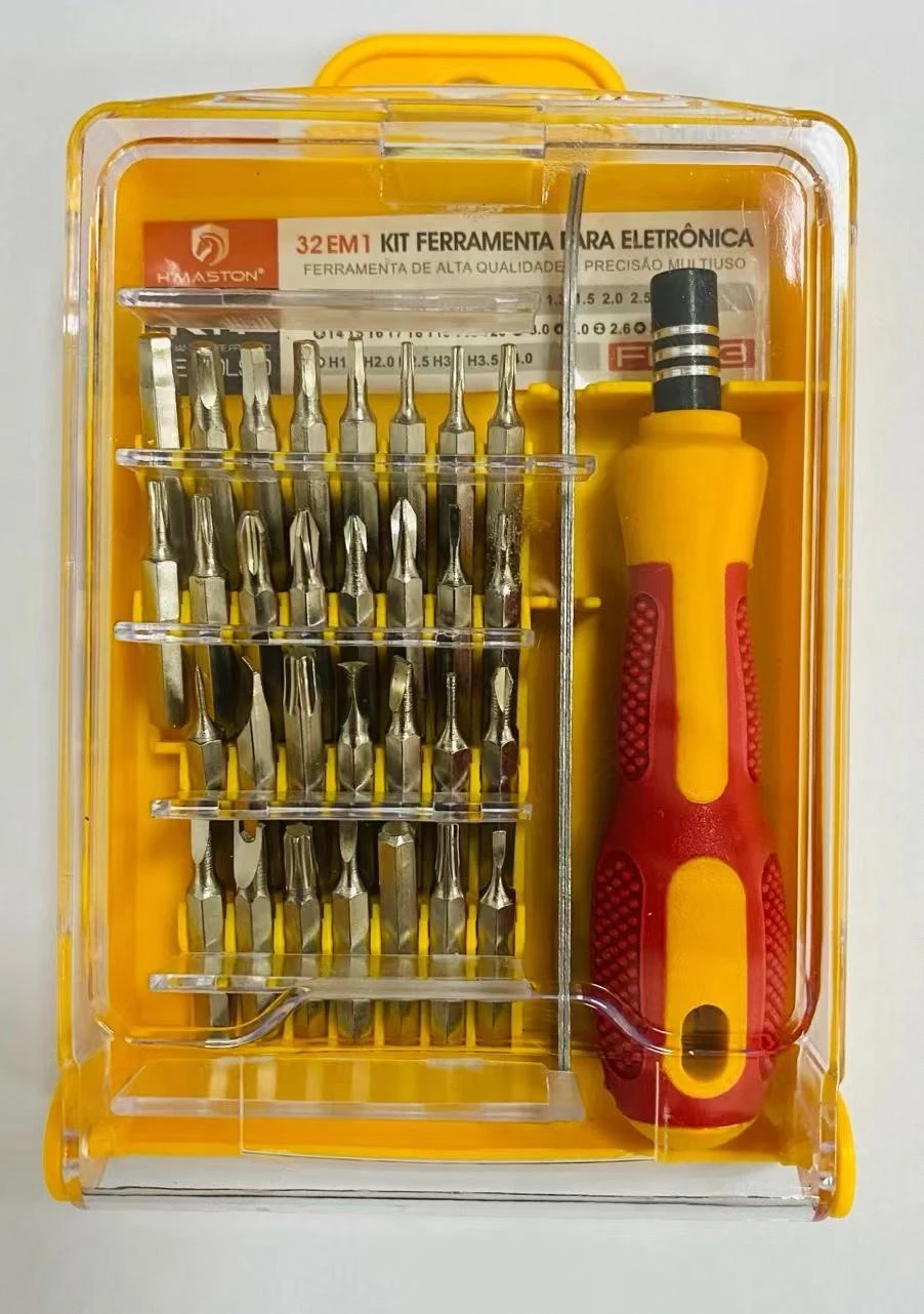 HMaston FM03 Kit Chaves de Precisão 32 Em 1 Equipado com 32 cabeças de parafusos substituíveis
