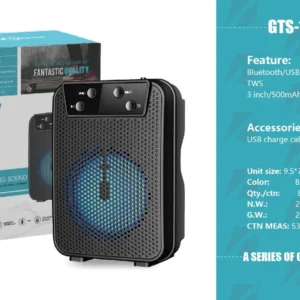 HMaston GTS1345 Caixinha de som bluetooth portátil Baixo Chocante com diafragma do alto-falante projetado separadamente
