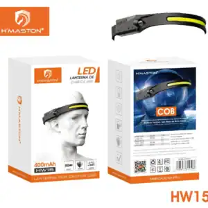Lanterna de cabeça à prova d'água IP68, ideal para atividades ao ar livre e uso profissional, com bateria de 400mAh e controle por gestos USB.