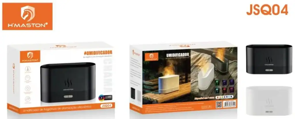 Umidificador de ar H'MASTON modelo JSQ04, compacto e eficiente, ideal para melhorar a qualidade do ar em ambientes internos, promovendo conforto e bem-estar.
