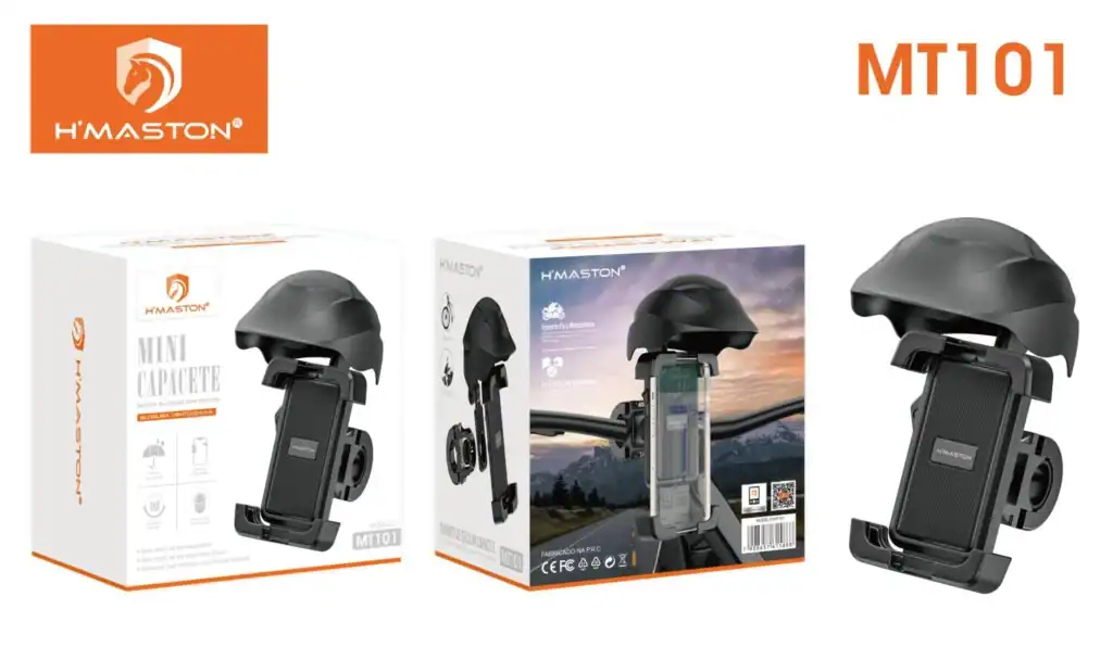 Fone Bluetooth externo para capacete H'Maston MT101 com bateria de 800mAh, até 40 horas de uso contínuo, ideal para motociclistas que buscam praticidade e alta performance.