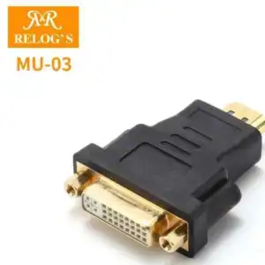 Adaptador HDMI para DVI com conectores dourados, compatível com dispositivos de áudio e vídeo, ideal para conexão de monitores e projetores de alta qualidade.