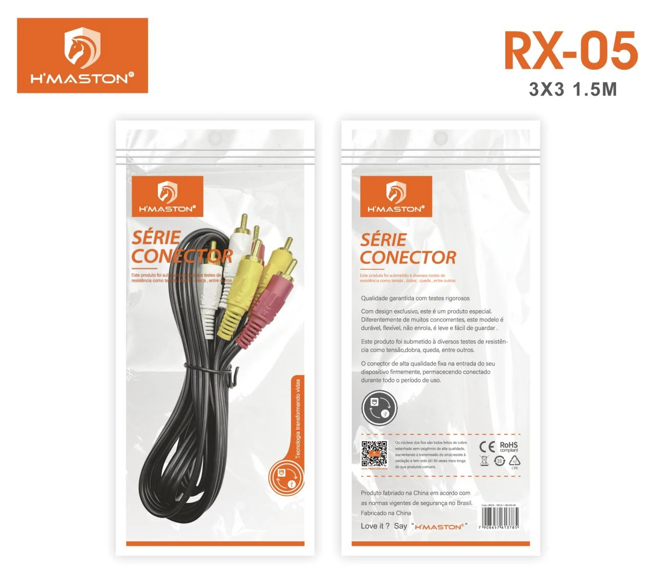 HMaston RX05 Cabo de Áudio H’Maston RX-05 Cabo 3RCA para 3RCA