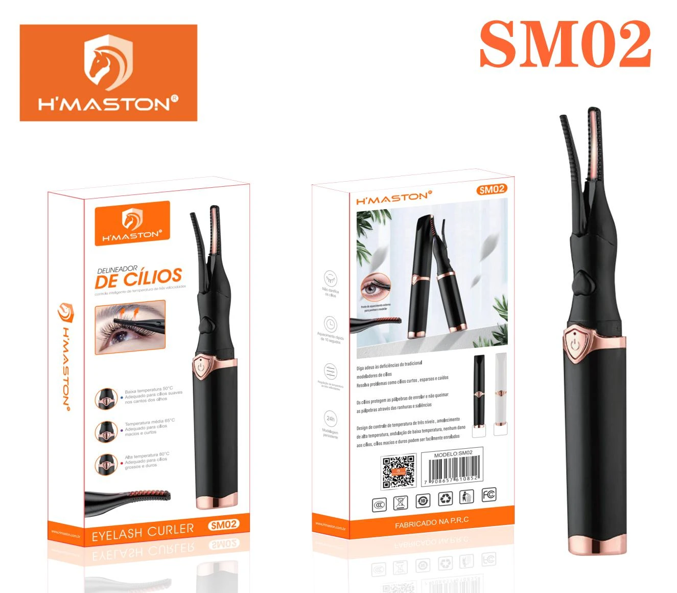 HMaston SM02 Curvador de Cílios Elétrico Portátil Design de controle de temperatura de três níveis