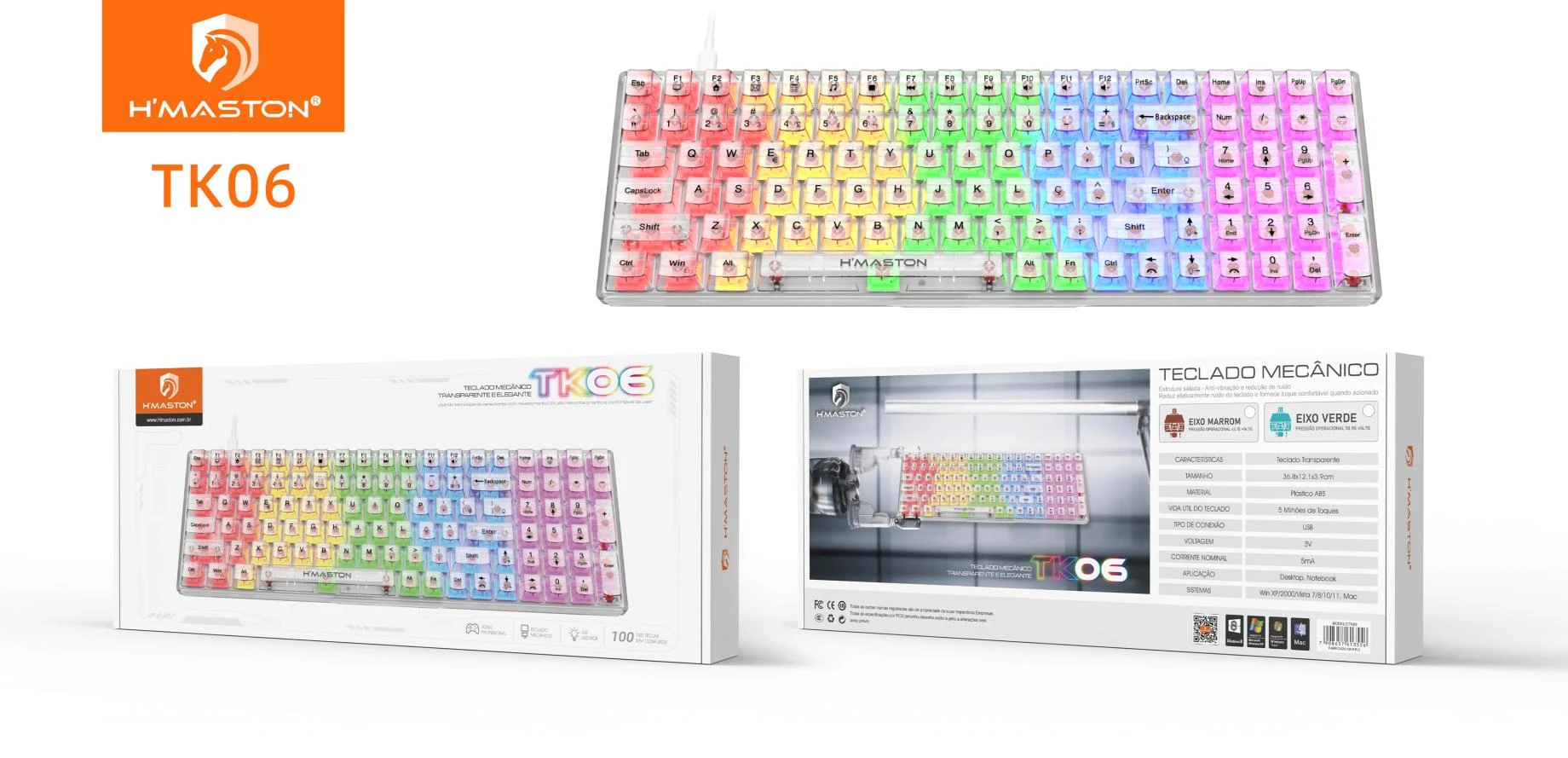 HMaston TK06 Teclado Mecânico Gamer Modelo: HMaston TK06