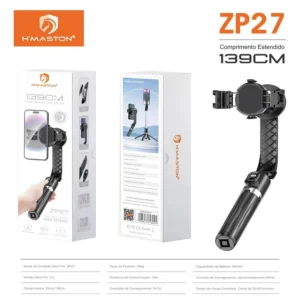 HMaston ZP27 Bastão de Selfie Profissional com Estabilização de 4 eixos