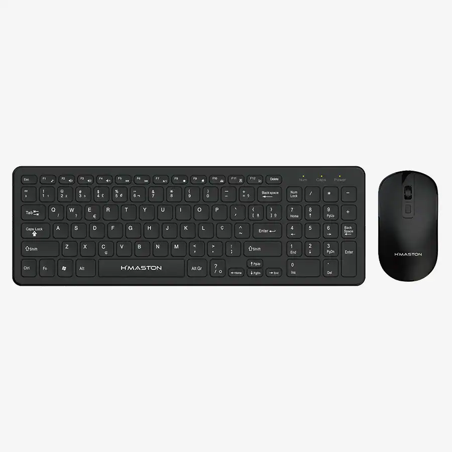 Teclado e mouse sem fio H'MASTON, acessórios de informática modernos e funcionais para uso diário e profissional.