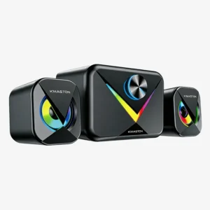 Alto-falantes Bluetooth H'MASTON com design moderno, som de alta qualidade e conectividade sem fio, ideais para uso doméstico e portátil.