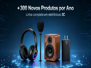 Ótima oportunidade de revenda com produtos eletrônicos H'Maston, incluindo fones de ouvido, microfones, caixas de som e carregadores, com alta margem de lucro para o mercado de 2026.