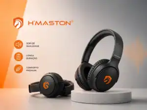 Fones de ouvido H'Maston com som de qualidade, longa duração e conforto premium, ideal para quem busca desempenho e conforto em áudio.